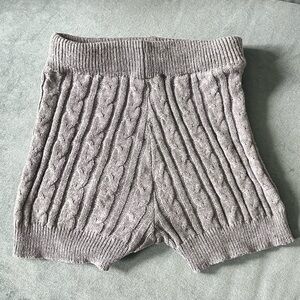 Gray Cable Knit High waisted Women Shorts